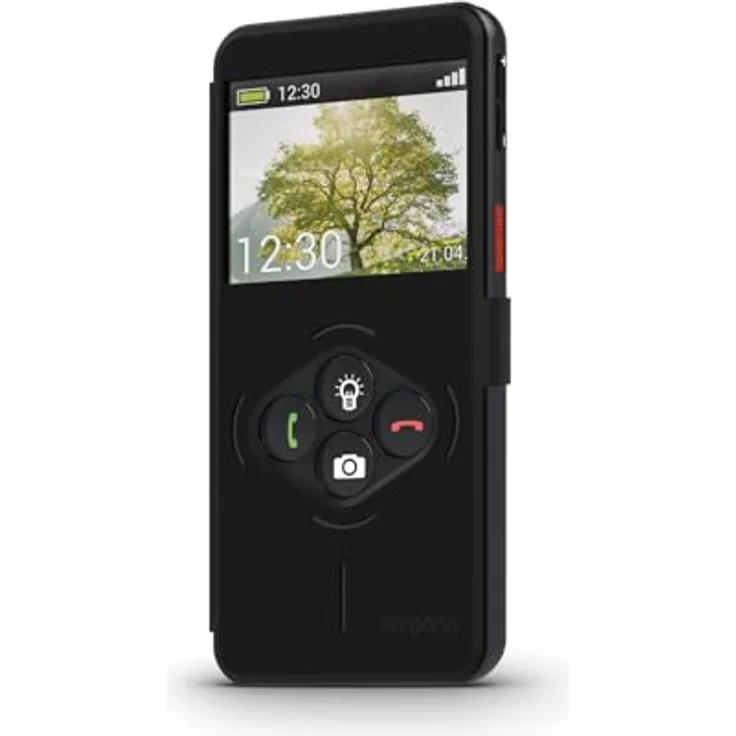 Emporia Smartcover Kunstleder Handyhülle für SMART.6lite, SMART.7lite, SMART.7mini, ME.7, Klapphülle mit Schnellauswahltasten, Premium Design, Schwarz – Bild 2