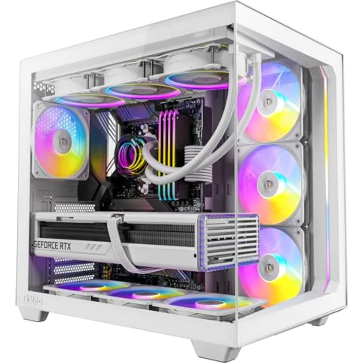 Antec Gamer C5 ARGB White Midi Tower, PC-Gehäuse mit Full-View Design und ARGB-PWM-Lüftern