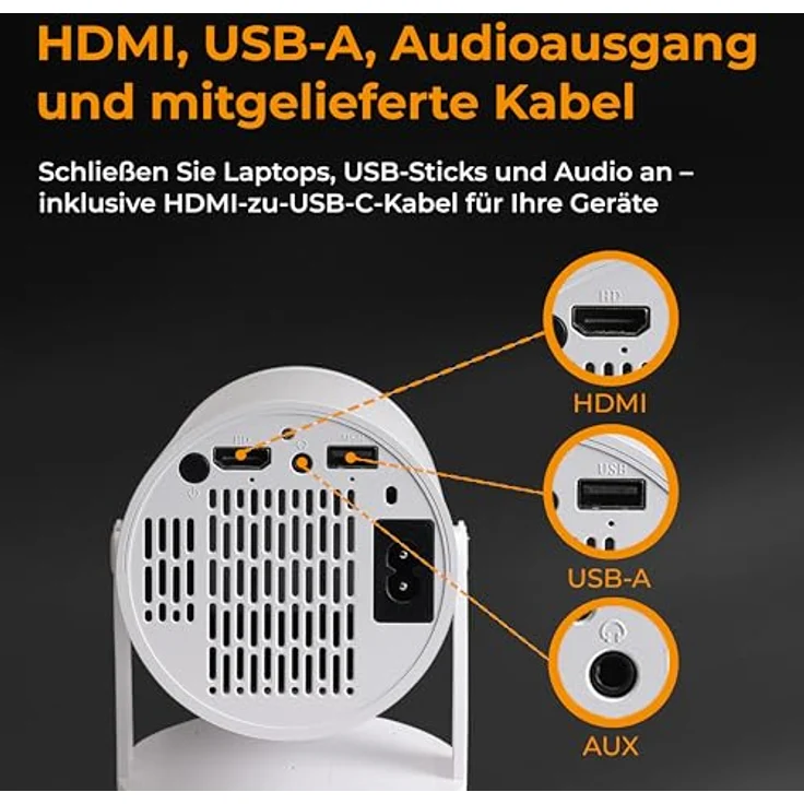 Denver PR-2500 Full-HD Projektor, 175 Lumen, 2500:1 Kontrast, HDMI, Bluetooth 5.0, flexible Projektion 37"-170" – Bild 6