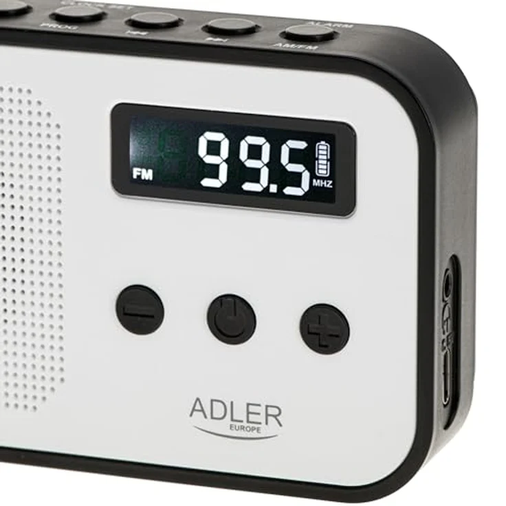 Adler AD 1907 PLL AM/FM-Digitalradio, modernes Radio mit Weckerfunktion, USB-C-Anschluss, weiß/schwarz – Bild 3