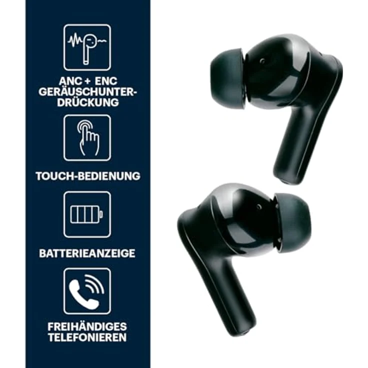 Grundig Bluetooth In Ear Ohrhörer, kabellos mit LED-Anzeige, 6,5 Std Wiedergabezeit, Ladeetui und USB-C Kabel, 300mAh, Active Noise Cancelling – Bild 3