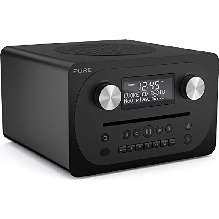 Pure Evoke C-D4 All-in-One-Musikanlage (CD, DAB-DAB+, Digitalradio, UKW-Radio, Internetradio, Bluetooth, Weckfunktionen und Sleep-Timer, 20 Senderspeicherplätze, AUX), Siena Schwarz
