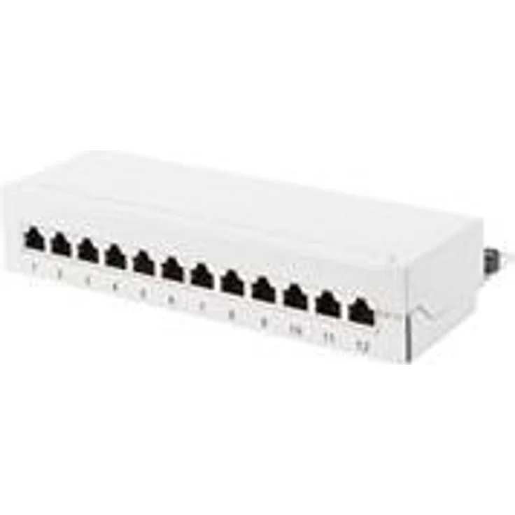 DIGITUS Professional, Cat 6A Desktop LSA Patchpanel, 12-Port, geschirmt, Grau – Bild 1