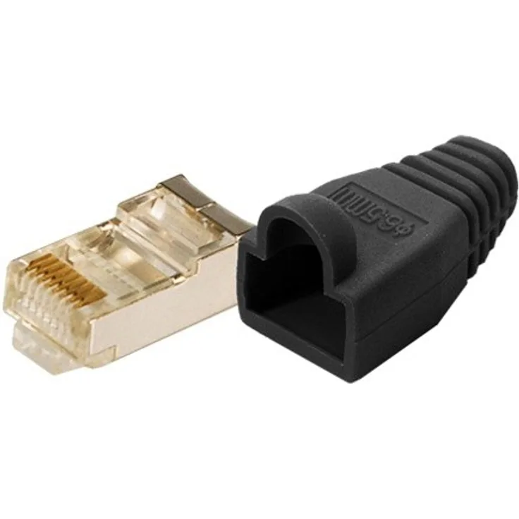 2direct LogiLink Modular Stecker, CAT 5e (RJ45), geschirmt, mit Knickschutz Hülle-Schwarz, 100 Stück