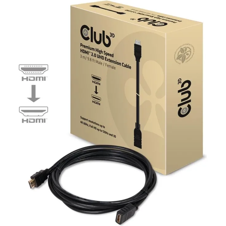 Club 3D CAC-1321 - HDMI-Verlängerungskabel - HDMI (M) bis HDMI (W) - 3 m - 4K Unterstützung