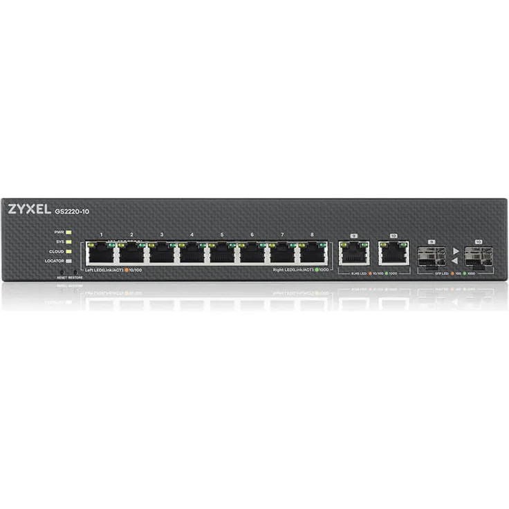 ZyXEL Switch GS2220-10 8x Gigabit Ports 2x Combo managed L2