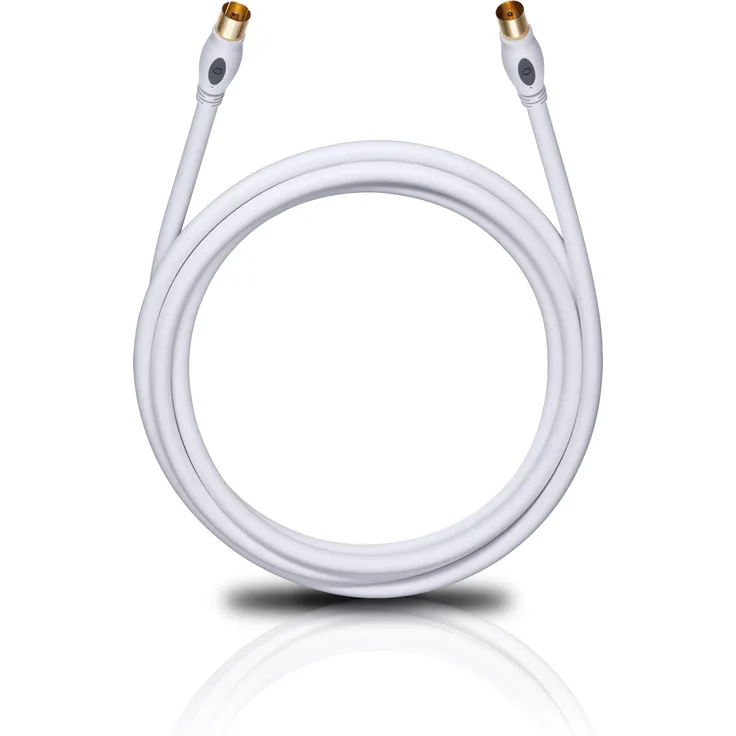 Oehlbach Transmission Plus - OFC Antennenkabel für TV und Radio - Koaxialstecker m/w, DVB-T2, HDTV, 4k & Ultra HD - weiß