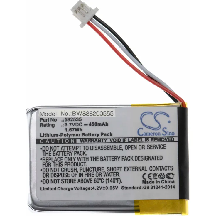 vhbw Akku Ersatz für Mio (1ICP6/26/36), 582535 für Videokamera Camcorder (450mAh, 3.7V, Li-Polymer)