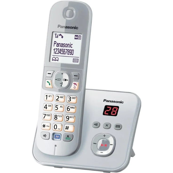 Panasonic KX-TG6822GS Duo DECT Schnurlostelefon mit Anrufbeantworter (strahlungsarm, GAP Telefon, Festnetz, Anrufsperre), perl-silber – Bild 7