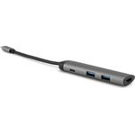 Verbatim USB-C Multiport-Adapter USB 3.0 - HDMI, 4K, USB-C-Hub mit Schnellladeanschluss für Laptop, MacBook, silber