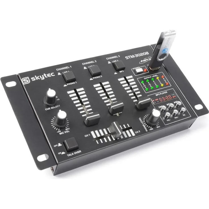 Skytec 172976 – stm-3020 4 Kanal-Mischer mit USB/MP3 schwarz