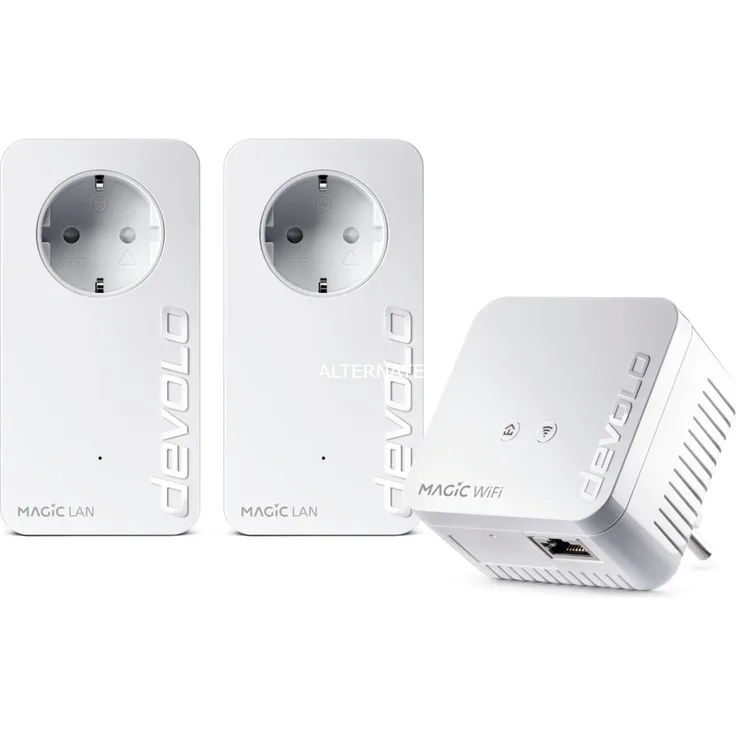 devolo Magic 1 WiFi Multimedia Power Kit Powerline, 2x Adapter Integrierte Steckdose, 1x