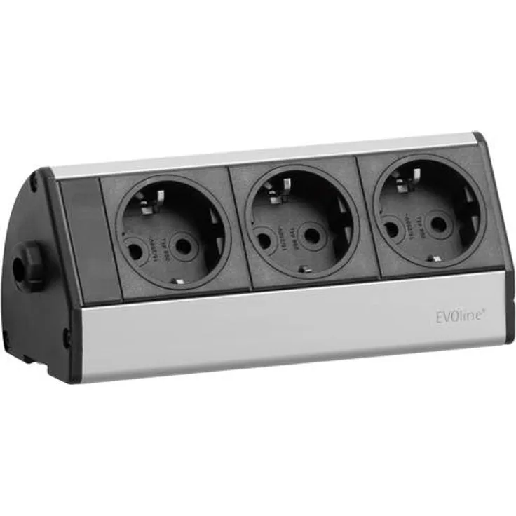 EVOline 93000393 Steckdosenleiste ohne Schalter Schwarz/Silber Schutzkontakt