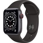 Apple Watch Series 6 Smartwatch GPS + Cellular, 40mm, Aluminiumgehäuse Space Grau, Sportarmband Schwarz