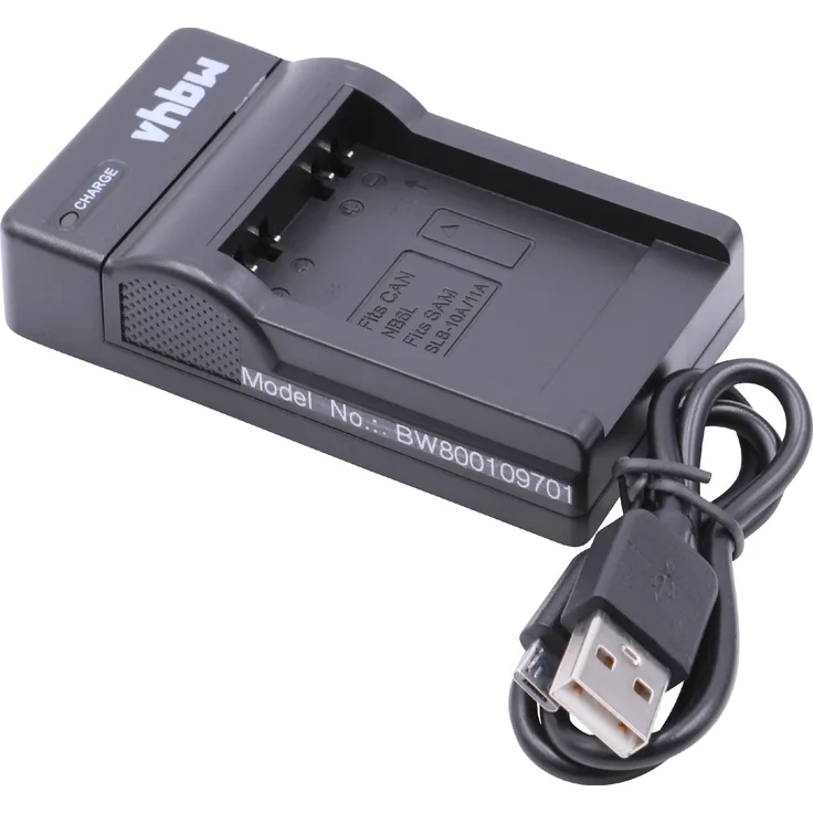 vhbw Micro USB Akku Ladegerät passend für Kamera Canon Powershot SX520 HS, SX530 HS, SX600 HS, SX610 HS, SX700 HS, SX710 HS.