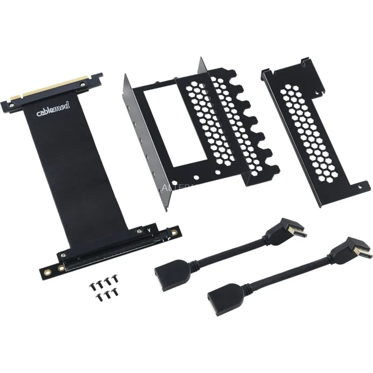 CableMod CM-VPB-2DK-R Vertikaler Grafikkartenhalter mit PCIe x16 Riser Kabel, 2 x DisplayPort, Schwarz (Komponenten > Video-Grafikkarten)
