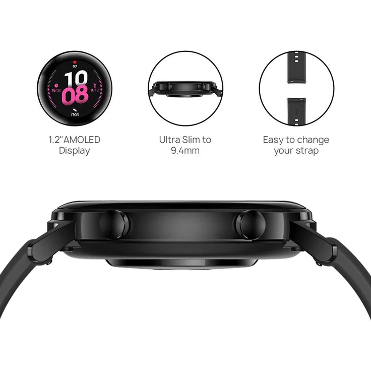 Huawei Watch GT2 Smartwatch GPS, Unisex, 42mm, Edelstahlgehäuse, Night Black – Bild 8