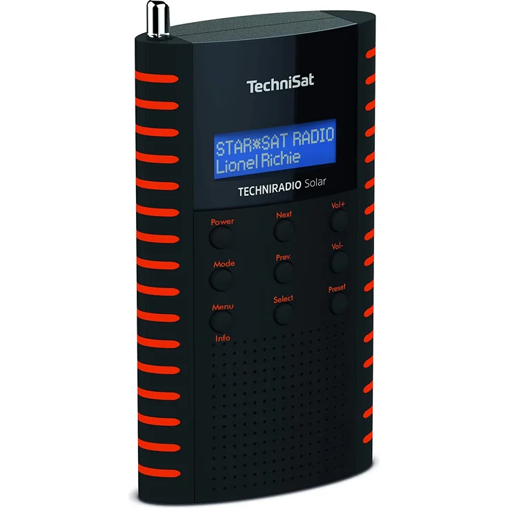TechniSat TechniRadio Solar Tragbares Radio mit Wecker, LCD-Display, spritzwassergeschützt, schwarz, rot – Bild 3