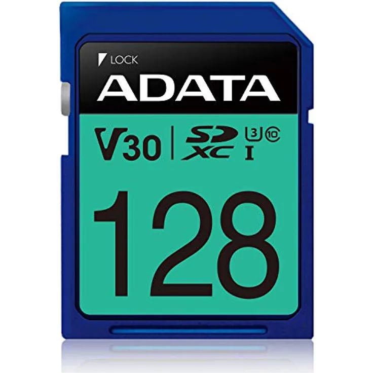ADATA ASDX128GUI3V30S-R Speicherkarte 128 GB SDXC Klasse 10 UHS-I - Speicherkarten (128 GB, SDXC, Klasse 10, UHS-I, 100 MB-s, Schwarz, Blau)