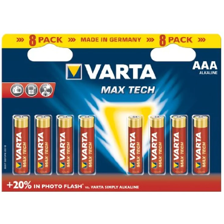 VARTA Longlife Max Power AAA Micro LR03 Batterie, Alkaline Batterien, ideal für Spielzeug und Alltagsgeräte (8er Pack) – Bild 1