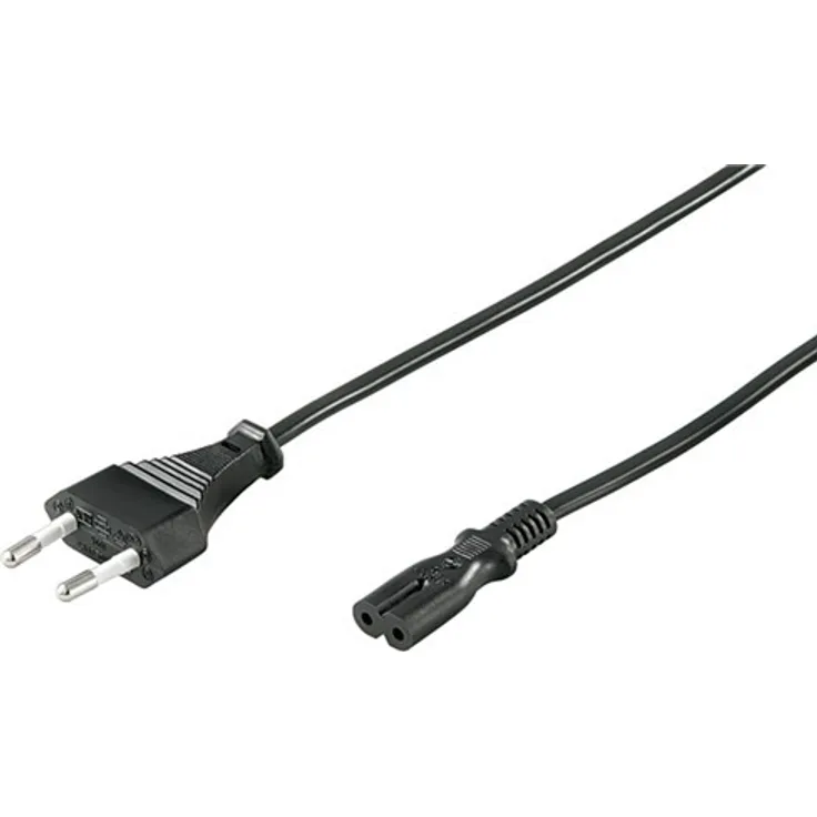 Goobay 51322 Euro Anschlusskabel, Netzkabel, Stromkabel, 2 adrig, Eurostecker (Typ C, E 7-16) > Gerätebuchse C7, 1,8m, schwarz