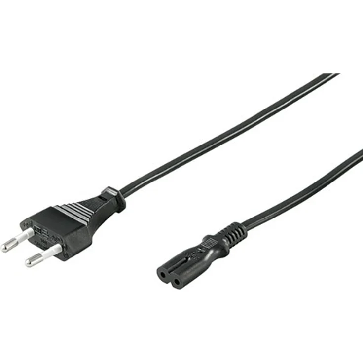 Goobay 51322 Euro Anschlusskabel, Netzkabel, Stromkabel, 2 adrig, Eurostecker (Typ C, E 7-16) > Gerätebuchse C7, 1,8m, schwarz – Bild 1