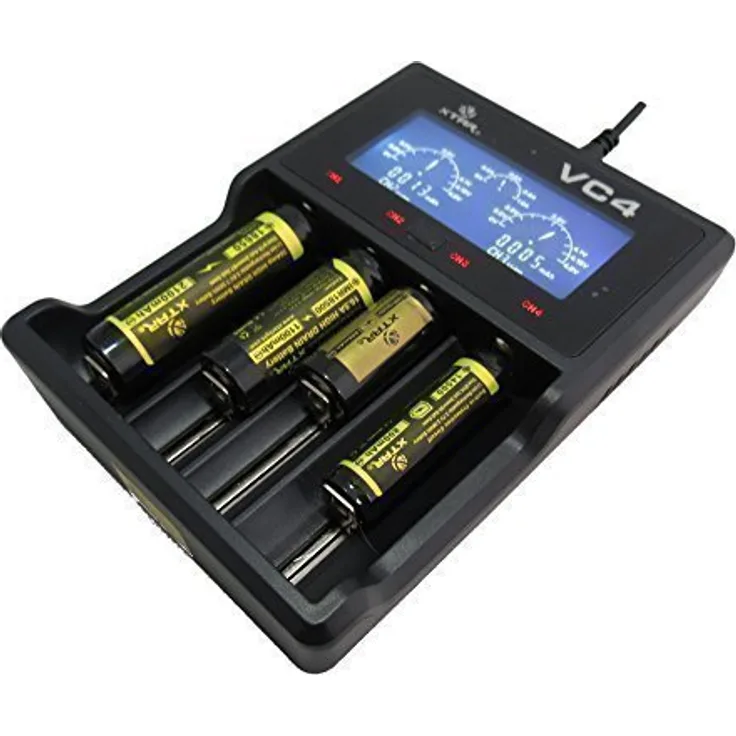 Xtar VC4 Ladegerät mit LCD Display für Li-Ion-NI-MH Akku schwarz