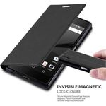 cadorabo Hülle für Sony Xperia Z5 in NACHT SCHWARZ Handyhülle mit Magnetverschluss, Standfunktion und Kartenfach Case Cover Schutzhülle Etui Tasche Book Klapp Style
