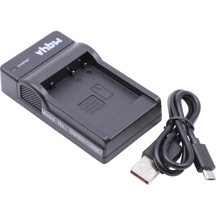 vhbw USB Akkuladegerät passend für Panasonic Lumix DMC-TZ90, DMC-TZ96, DMC-TZ100, DMC-GX9 Digitalkamera, Camcorder, Action Cam-Akku - Ladeschale
