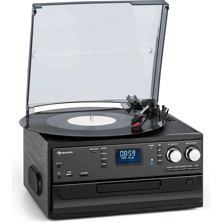 Oakland Retro-Stereoanlage FM BT-Funktion Vinyl CD Kassette MP3 Mit DAB+-FM Radio