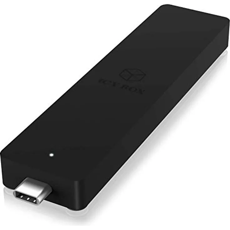 ICY BOX M.2 SATA SSD Gehäuse, USB-C 3.1 Anschluss (Gen2, 10 Gbit-s), Stecker mit Schiebemechanismus, Aluminium, schwarz