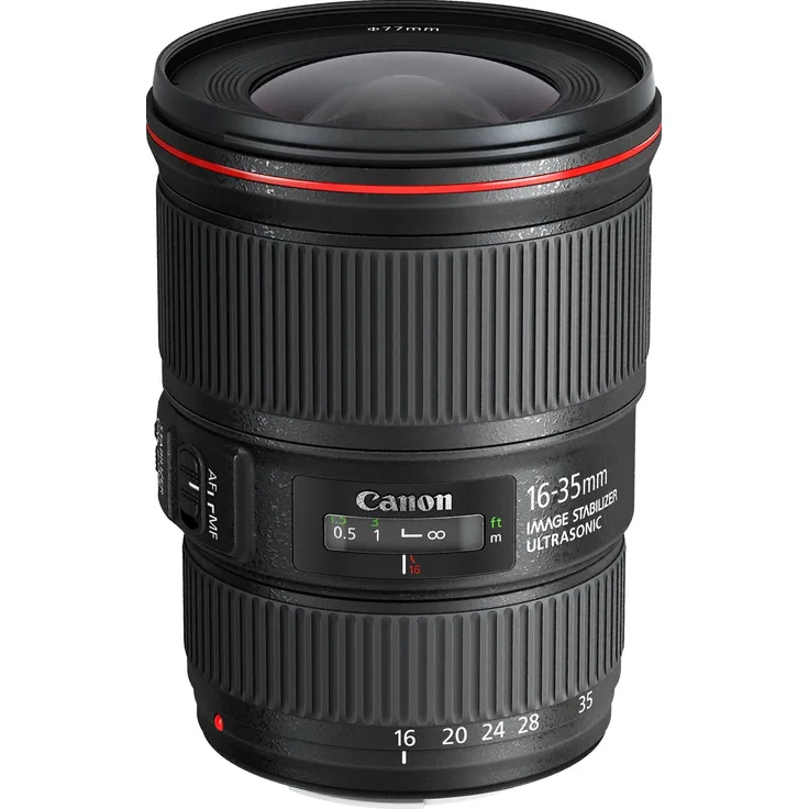 Canon Zoomobjektiv EF 16-35mm F4L IS USM Ultraweitwinkel für EOS (77mm Filtergewinde, Bildstabilisator) schwarz