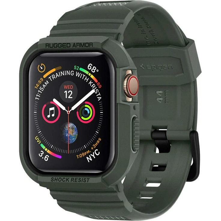Spigen Rugged Armor Pro Kompatibel mit Apple Watch Hülle für 44mm Serie 5 - Serie 4 - Militärgrün – Bild 1