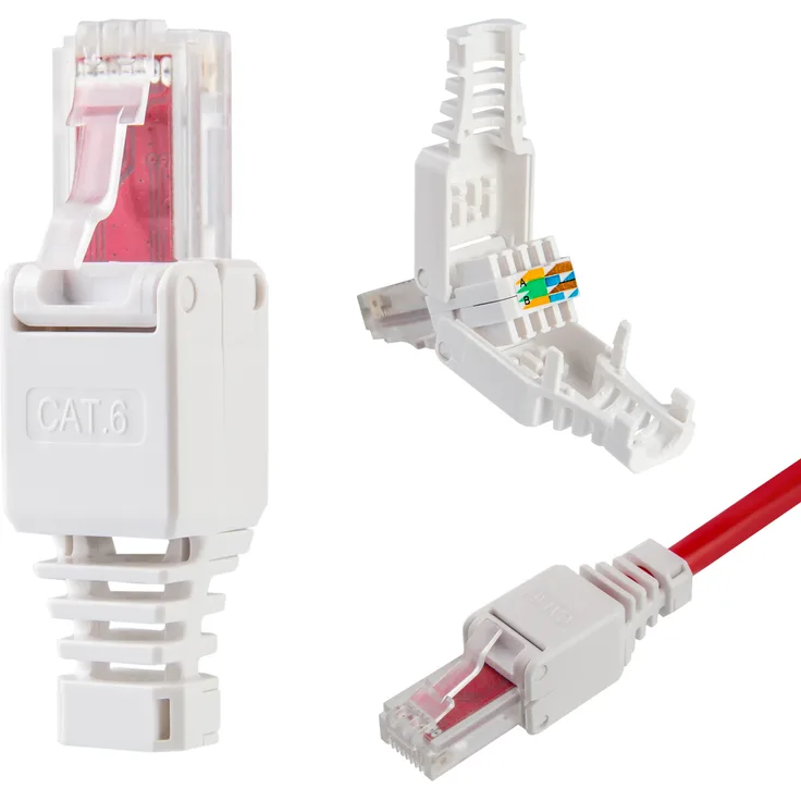 Netzwerkstecker mit vergoldeten Kontakten RJ45 CAT.6 (ROT)