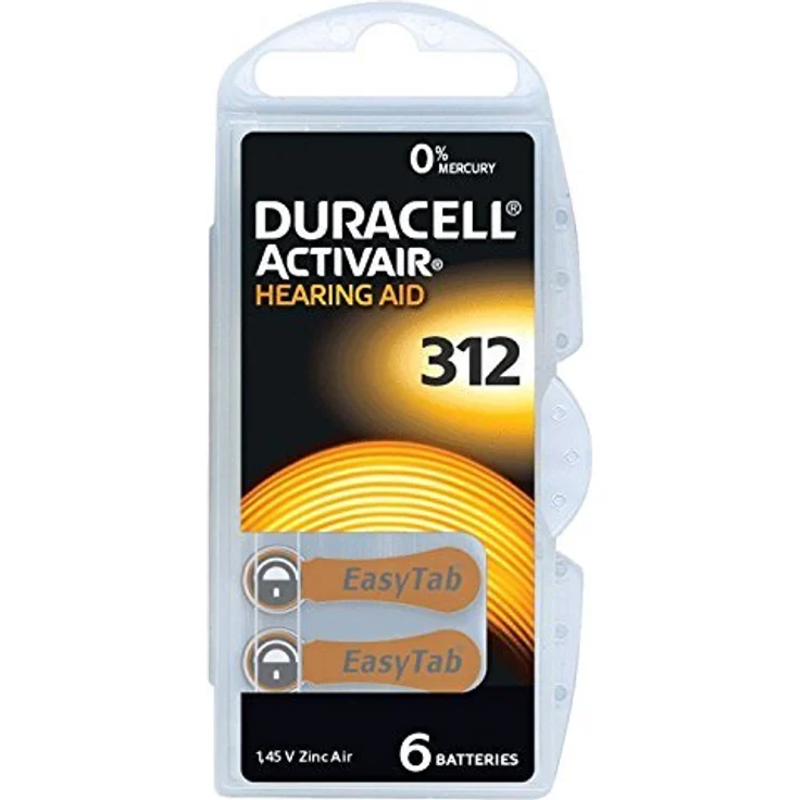 6X 1,45V Duracell 312 Activair Hearing Aid Zinc Air Blister Hörgeräte Batterien – Bild 1