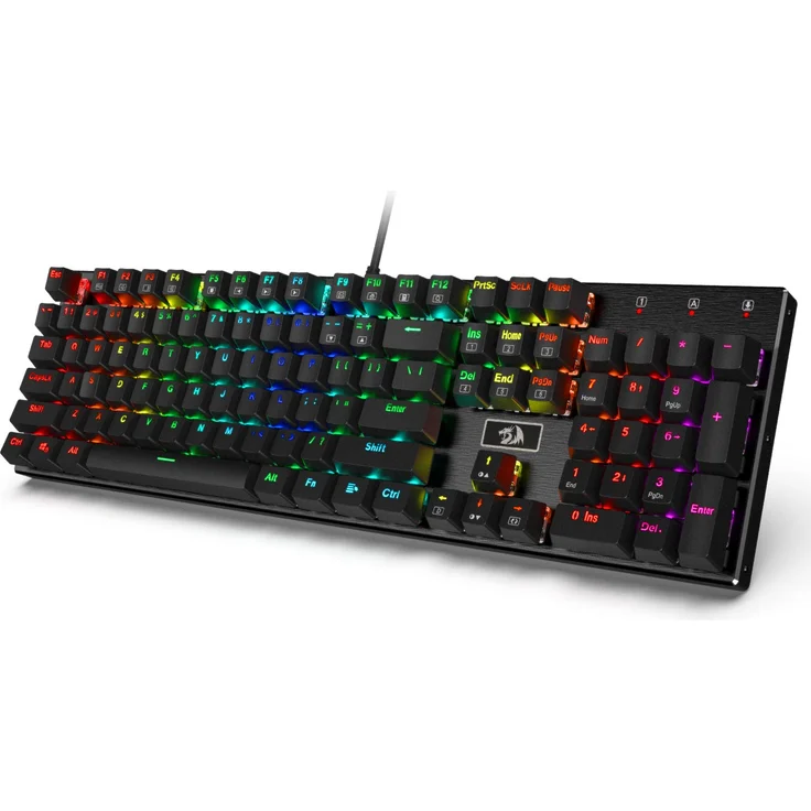 Redragon K556-US RGB LED Kabelgebundene Mechanische Gaming Tastatur Mit Hintergrundbeleuchtung, Aluminium Tastatur, 104 Tasten Anti-Ghosting, für Windows, Laptop, PC, Notebook (QWERTY Layout, Schwarz)