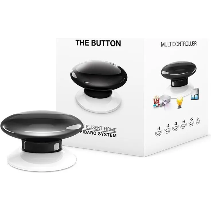 FIBARO HomeKit enabled The Button Black - iOS Bluetooth Drahtlose Tragbare Schalt-Knopf, Schwarz, FGBHPB-101-2