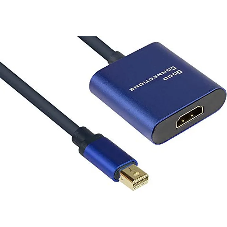 Good Connections SmartFLEX Mini DisplayPort 1.4 an HDMI 2.0 Adapter - 4K UHD 60Hz RGB - 4:4:4 - KUPFERLEITER, Aluminiumgehäuse - HOCHFLEXIBEL - dunkelblau - 0,2 m - 20 cm