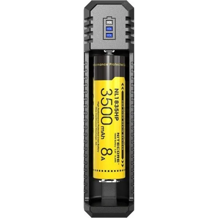 Nitecore 1fach USB-Ladegerät UI1 mit Ladestrom max. 800mAh, 3 LED, lädt 21700 mi