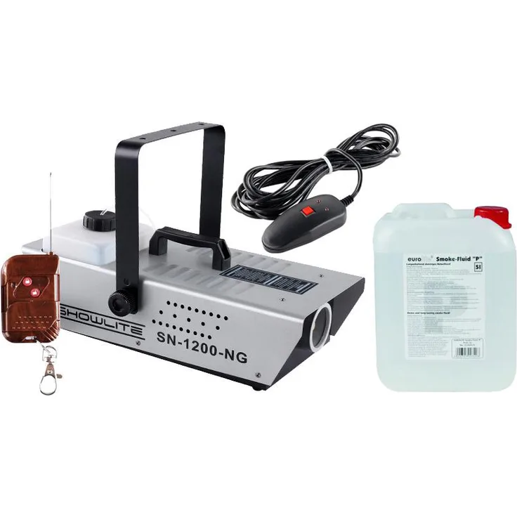 Komplettset Showlite SN-1200 Nebelmaschine 1200W inkl. Fernbedienung + 5 L Nebelfluid