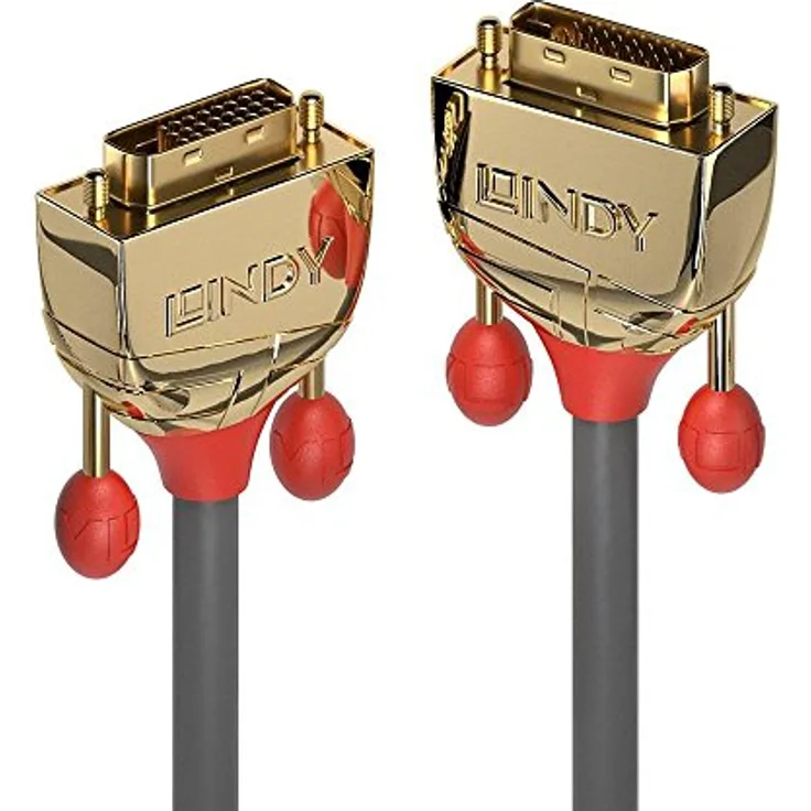 Lindy Gold - DVI-Kabel - DVI-D (M) bis DVI-D (M) - 1,0m - Daumenschrauben - Grau (36201)