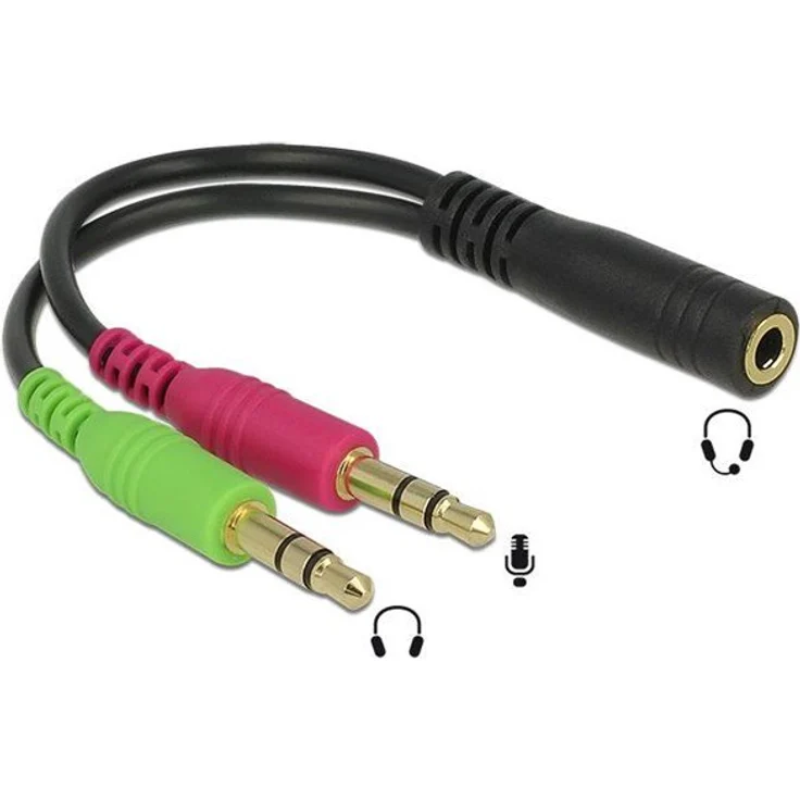 Klinke Adapter Delock 3,5mm 4pin -> 2X 3,5mm Bu-St