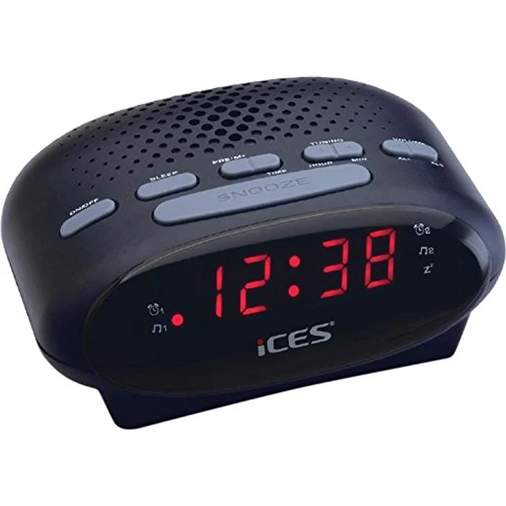iS ICR-210 Uhrenradio (2X Weckzeiten, Schlummerfunktion, Sleeptimer) schwarz – Bild 1