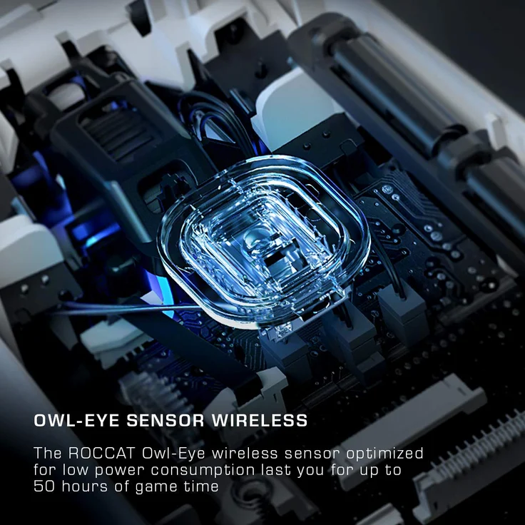 Roccat Kain 202 AIMO RGB Gaming Maus (16.000 DPI Owl-Eye Sensor, Kabellos, Titan Click Technologie), weiß – Bild 6