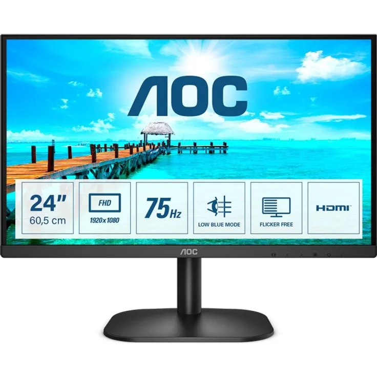 AOC Basic-line 24B2XHM2 - 23,8 Zoll, Full HD (1920 x 1080), VA-Panel, 75Hz, 4ms, 250cd/m² (24B2XHM2)