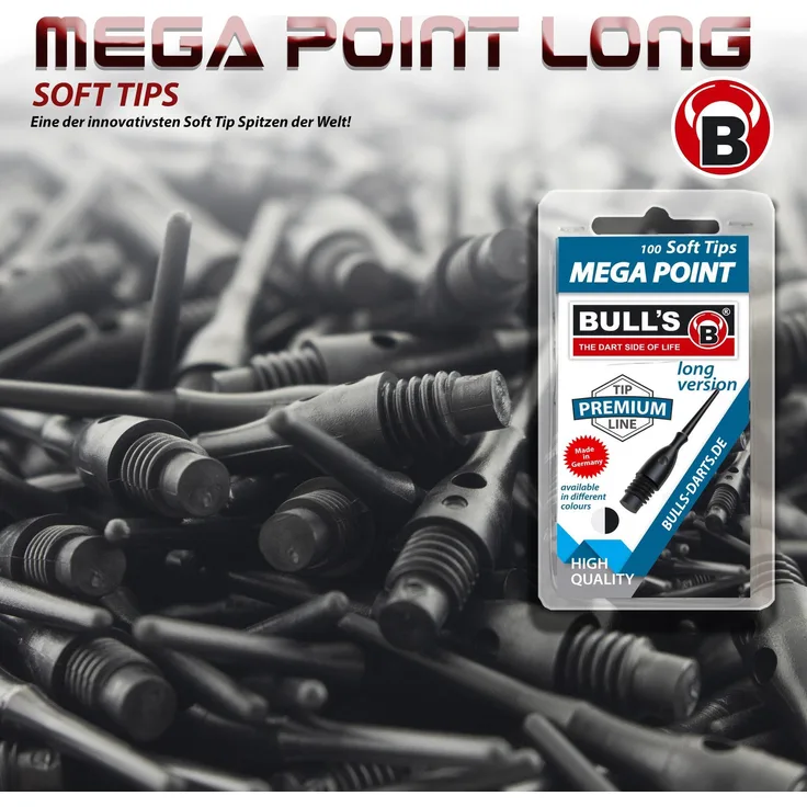 BULL'S 6 BULL'S Mega Point Tips Long 6mm(2BA) 100/schw. (61411)