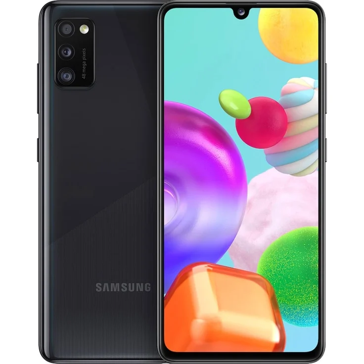 Samsung Galaxy A41 Smartphone 15,49cm (6,1 Zoll) Super-AMOLED-Display, 64GB interner Speicher, 4GB RAM, Dual-SIM, Android, Black – Bild 1