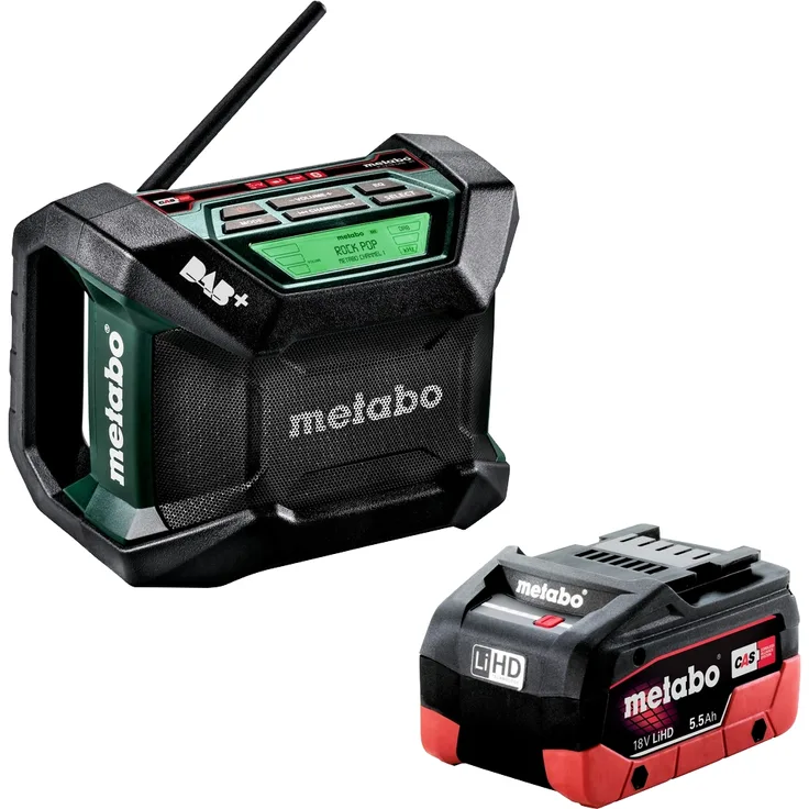 Metabo Radio R 12-18 DAB+ und BT Bluetooth + Akku 18 V 5,5 Ah LiHD Akku-Pack