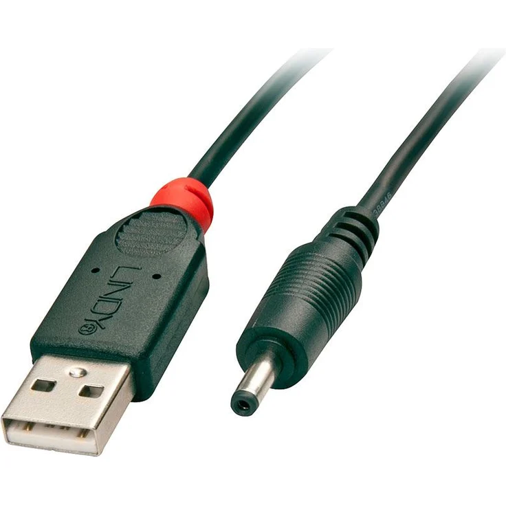 Lindy - USB-Ladekabel - 4-poliger USB-Anschluss Typ A (nur Strom) (M) - Gleichstrombuchse 3,5 mm (ID: 1,35 mm) (M) - 1,5m - Schwarz (70266)
