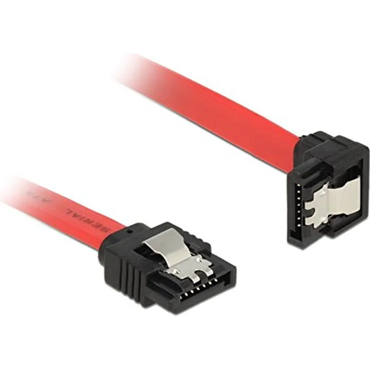 DeLOCK - SATA-Kabel - Serial ATA 150/300/600 - 7-poliges SATA (M) - 7-poliges SATA (M) - 50cm - 90-Grad-Anschluss, verriegelt - Rot (83979)
